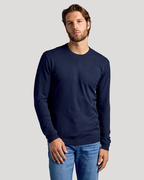 Navy Dressy Crew Neck Sweater