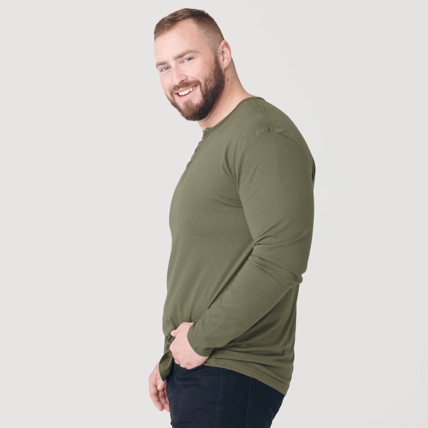 Military Green Classic Long Sleeve Henley