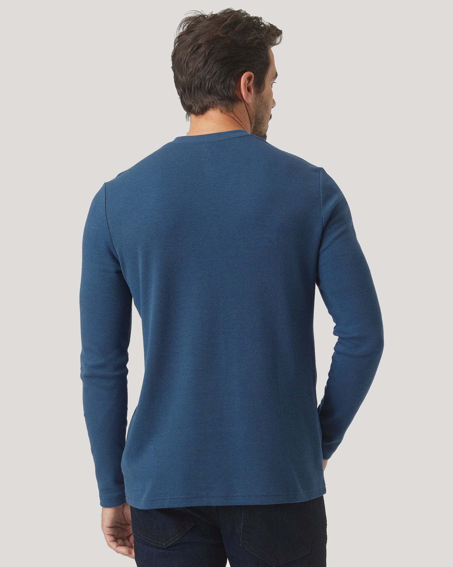 Deep Sea Blue Long Sleeve Waffle Crew