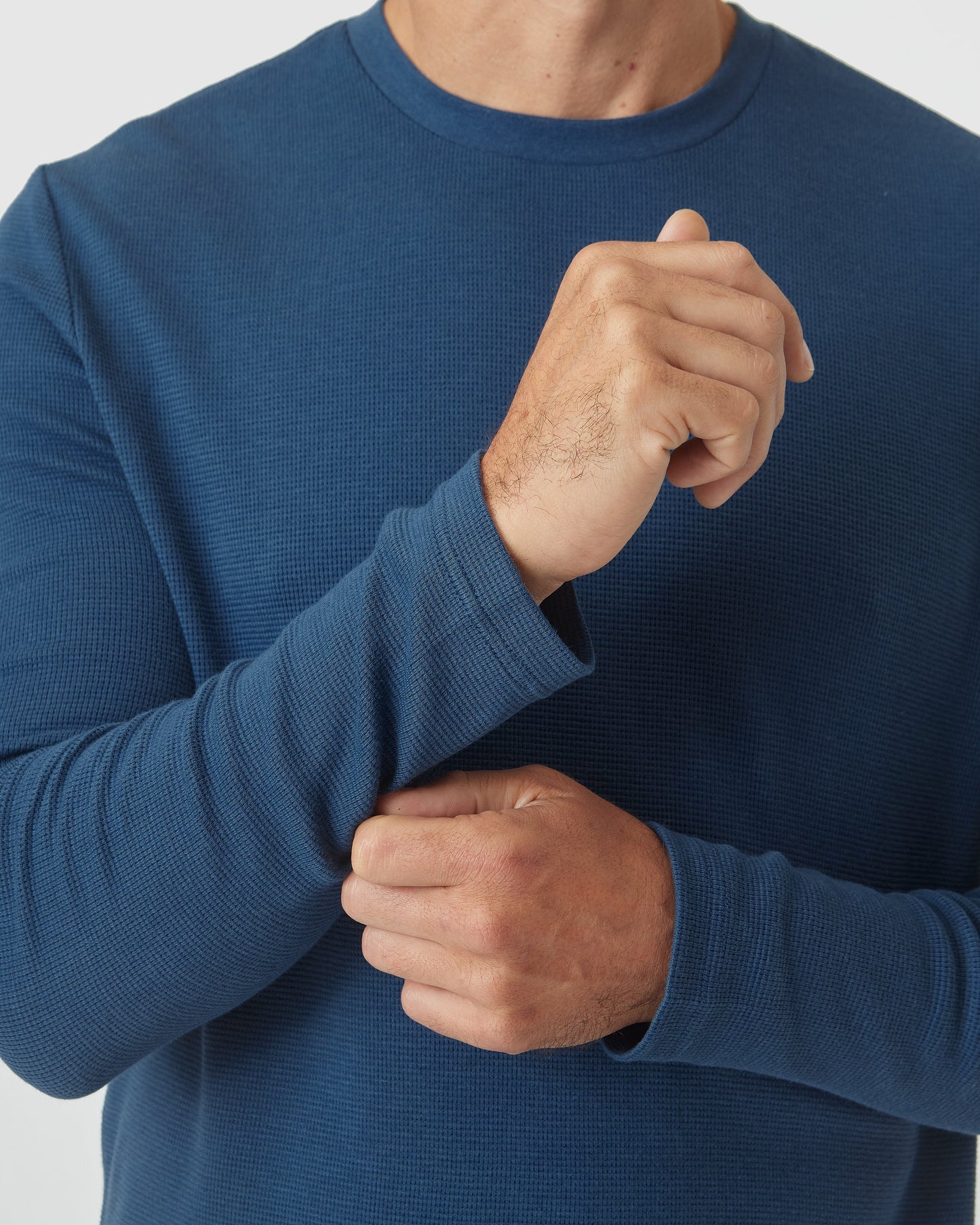 Deep Sea Blue Long Sleeve Waffle Crew