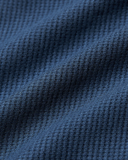 Deep Sea Blue Long Sleeve Waffle Crew