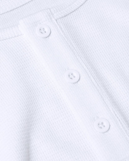 White Waffle Long Sleeve Henley 3-Pack