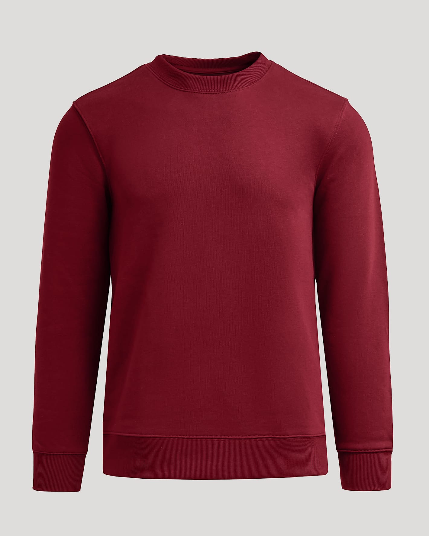 Dark Maroon Fleece French Terry Pullover Crew Neck