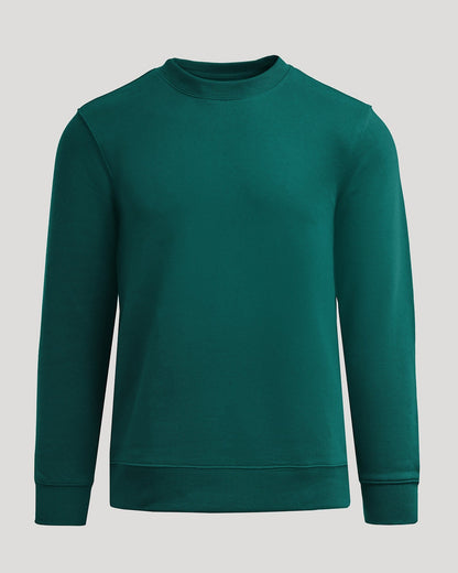 Deep Emerald Fleece French Terry Pullover Crew Neck