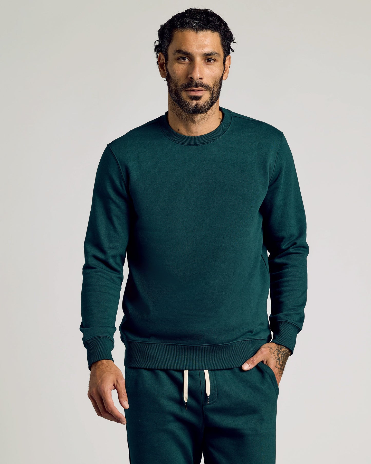 Emerald Fleece French Terry Pullover Crew Neck Sweatshirt