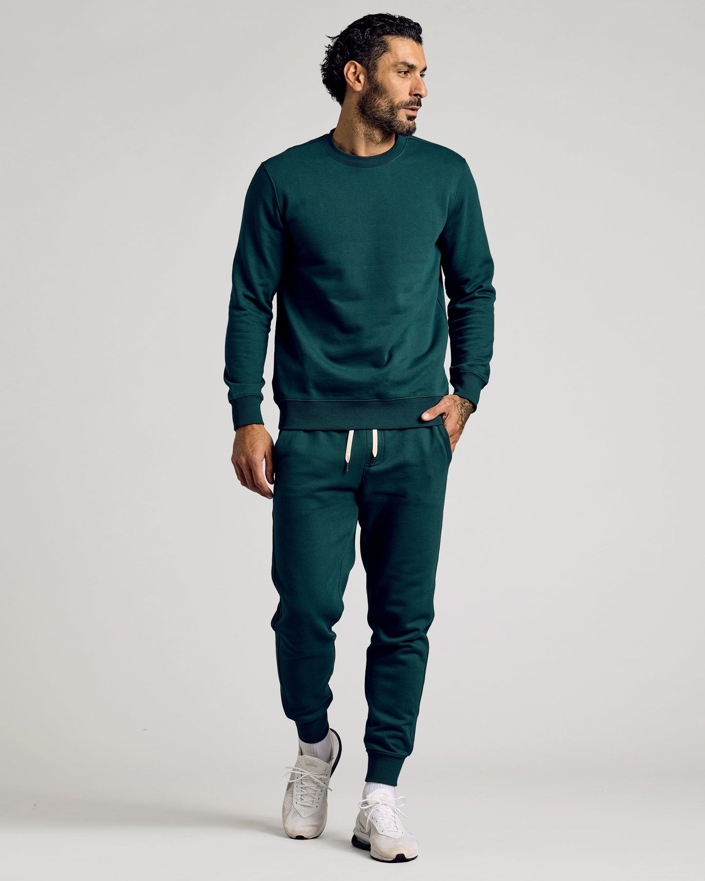Emerald Fleece French Terry Pullover Crew Neck Sweatshirt