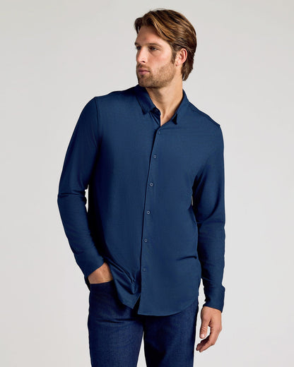 Dark Heather Navy Long Sleeve Do-It-All Comfort Shirt