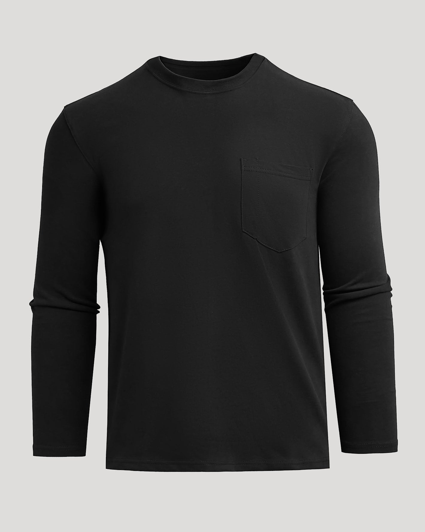 Black Heavyweight Long Sleeve Pocket Crew