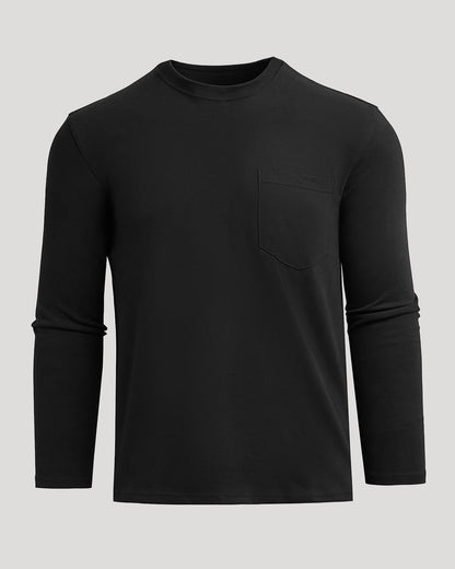 Black Heavyweight Long Sleeve Pocket Crew