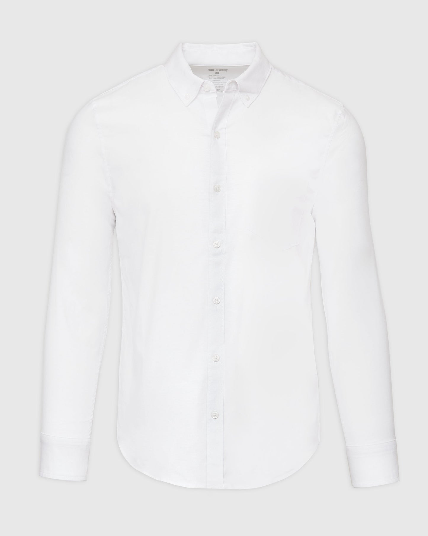 White Stretch Oxford Long Sleeve Button Up Shirt