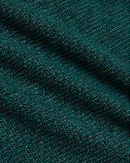 Womens Deep Emerald Waffle Long Sleeve Boxy Henley