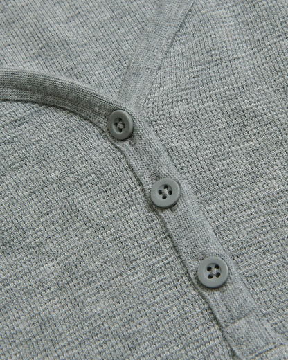 Womens Heather Gray Waffle Long Sleeve Boxy Henley