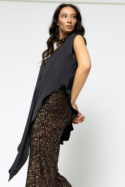Black Sleeveless Zhoush Tie Top -final Sale
