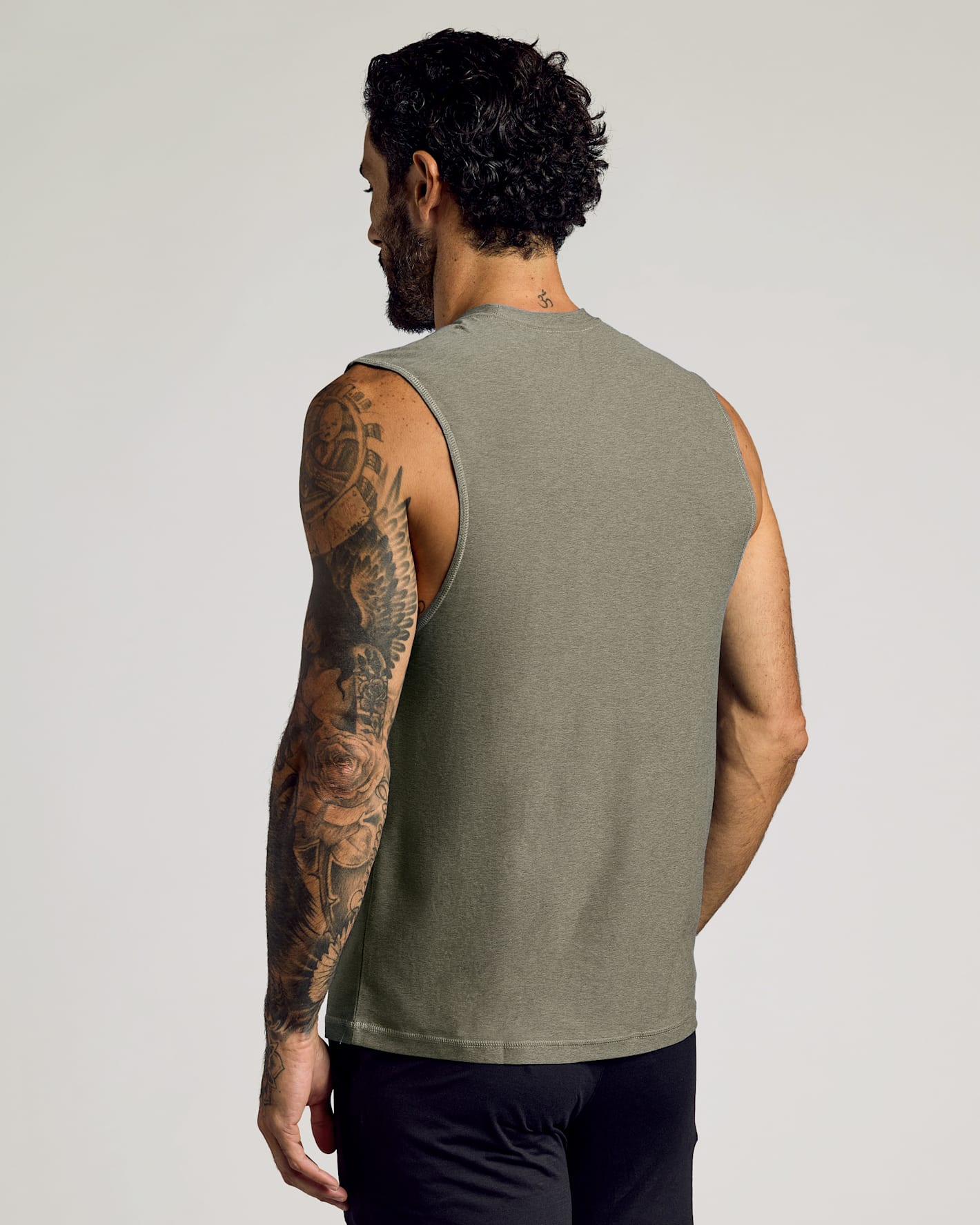 Heather Military Green Sleeveless Active Muscle Tee