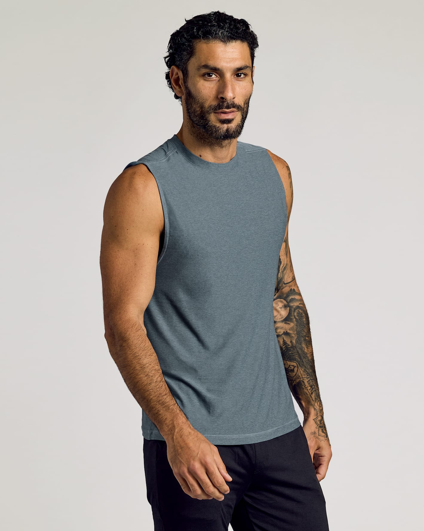 Heather Navy Sleeveless Active Muscle Tee