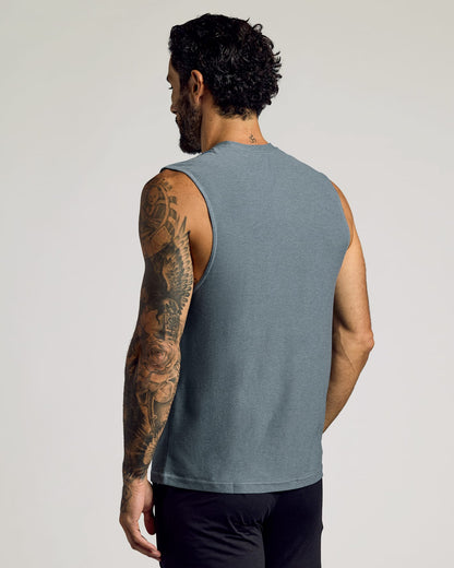 Heather Navy Sleeveless Active Muscle Tee