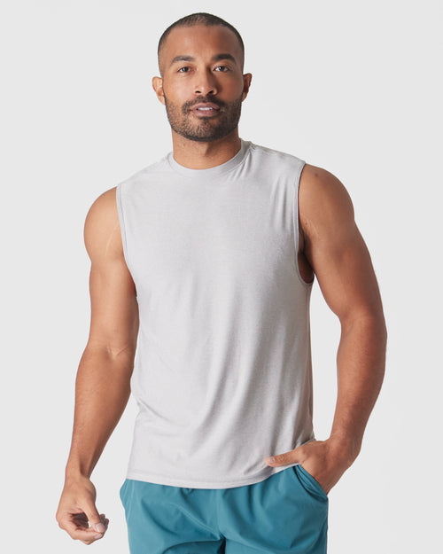Light Heather Gray Active Sleeveless Muscle Tee