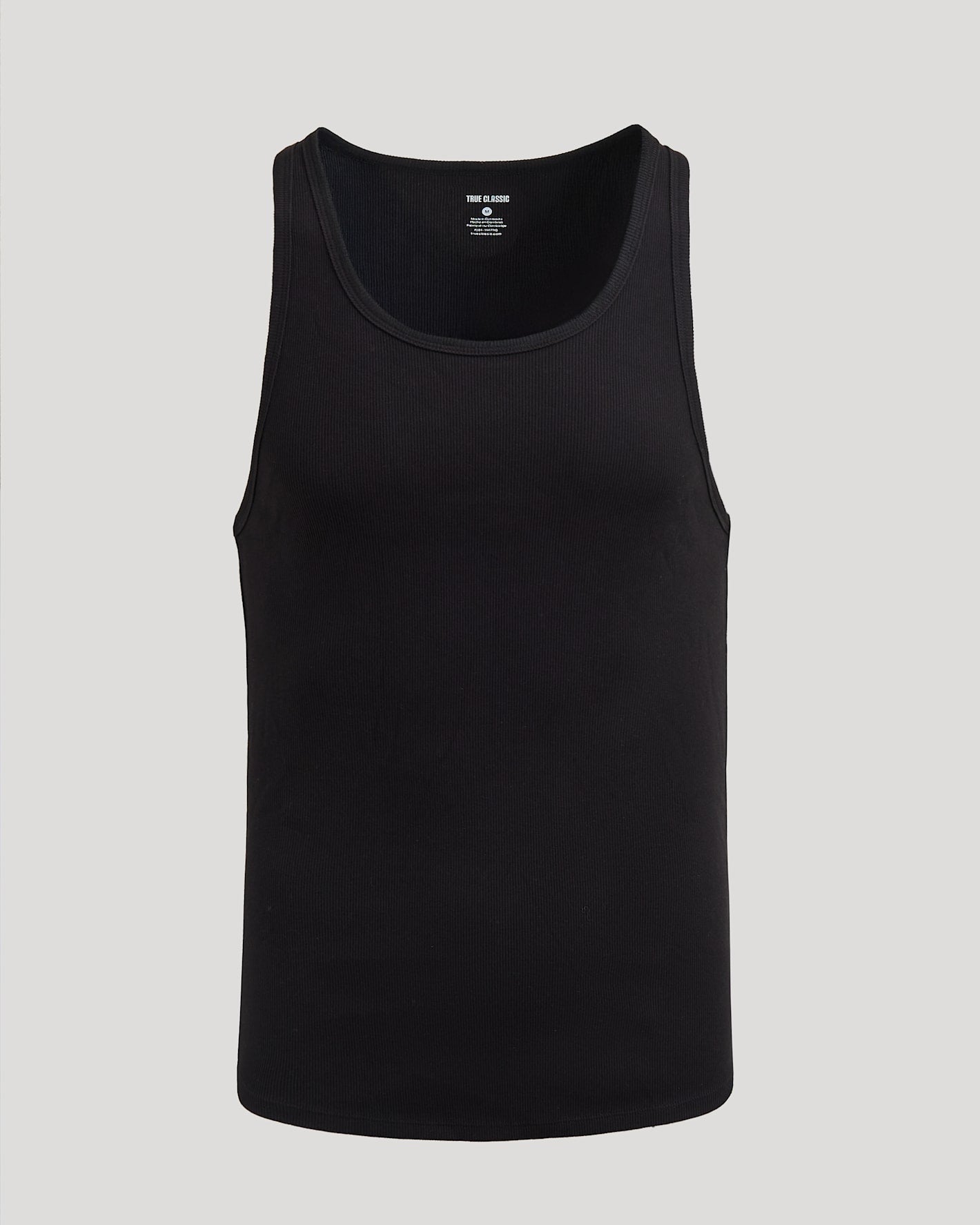 Black Ribbed Curved Hem Tank