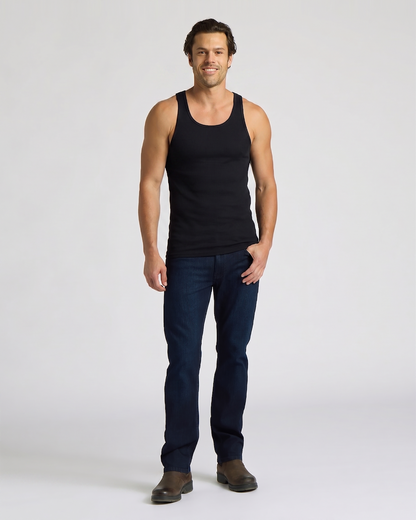 Black Ribbed Curved Hem Tank