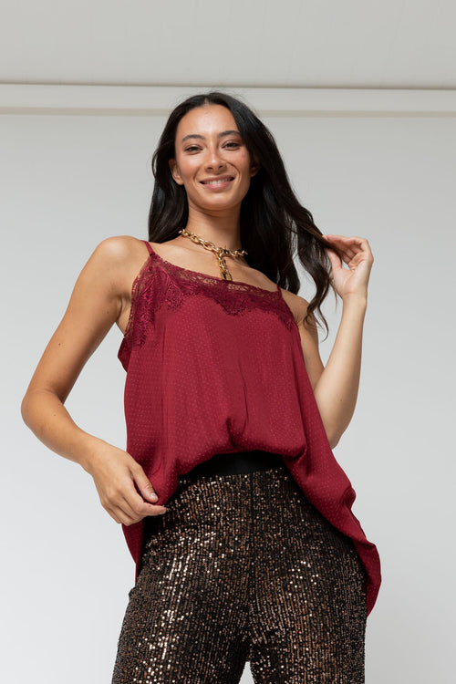 Burgundy Dobby Lace Cami - Final Sale