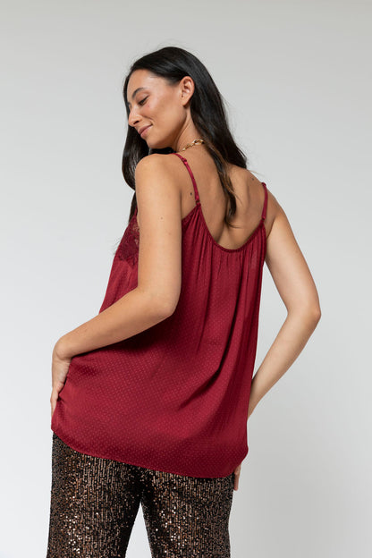 Burgundy Dobby Lace Cami - Final Sale