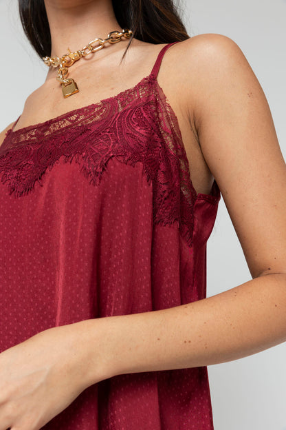 Burgundy Dobby Lace Cami - Final Sale