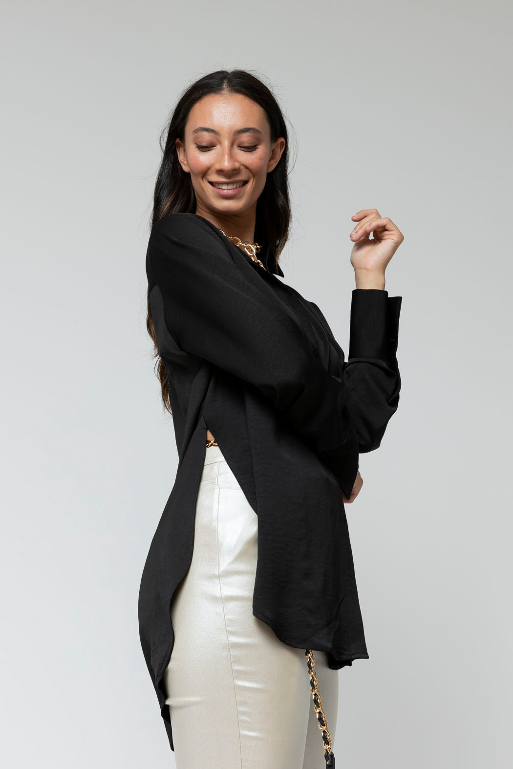 Black Silky Charlie Shirt - Sale