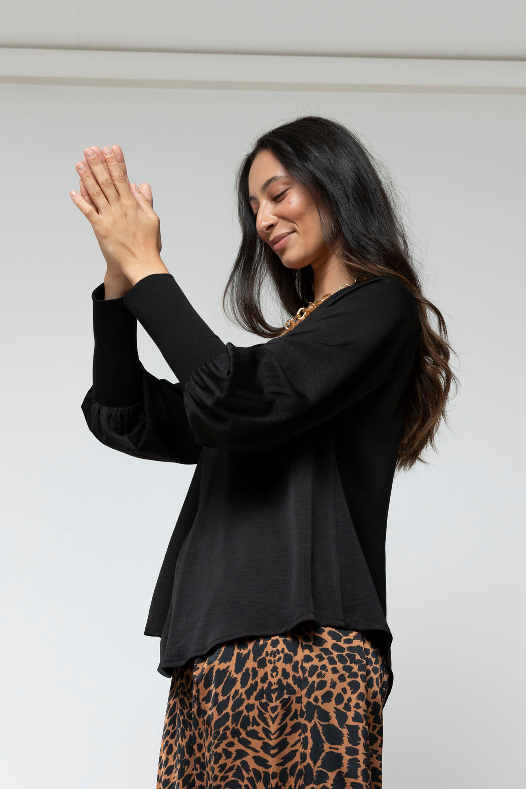 Black Reversible Silky Top - Final Sale