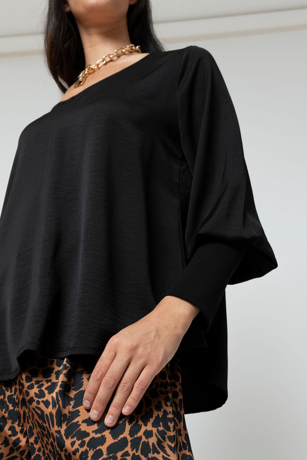 Black Reversible Silky Top - Final Sale