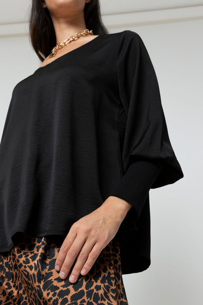 Black Reversible Silky Top - Final Sale