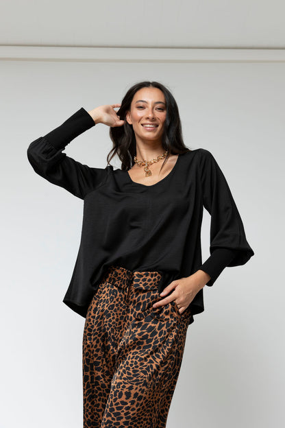 Black Reversible Silky Top - Final Sale