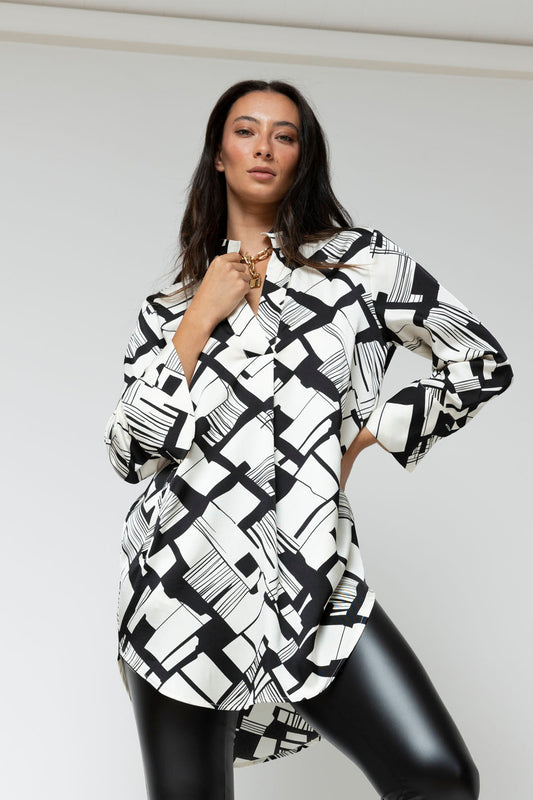 Black Ivory Silky Blogger Pocket Tunic