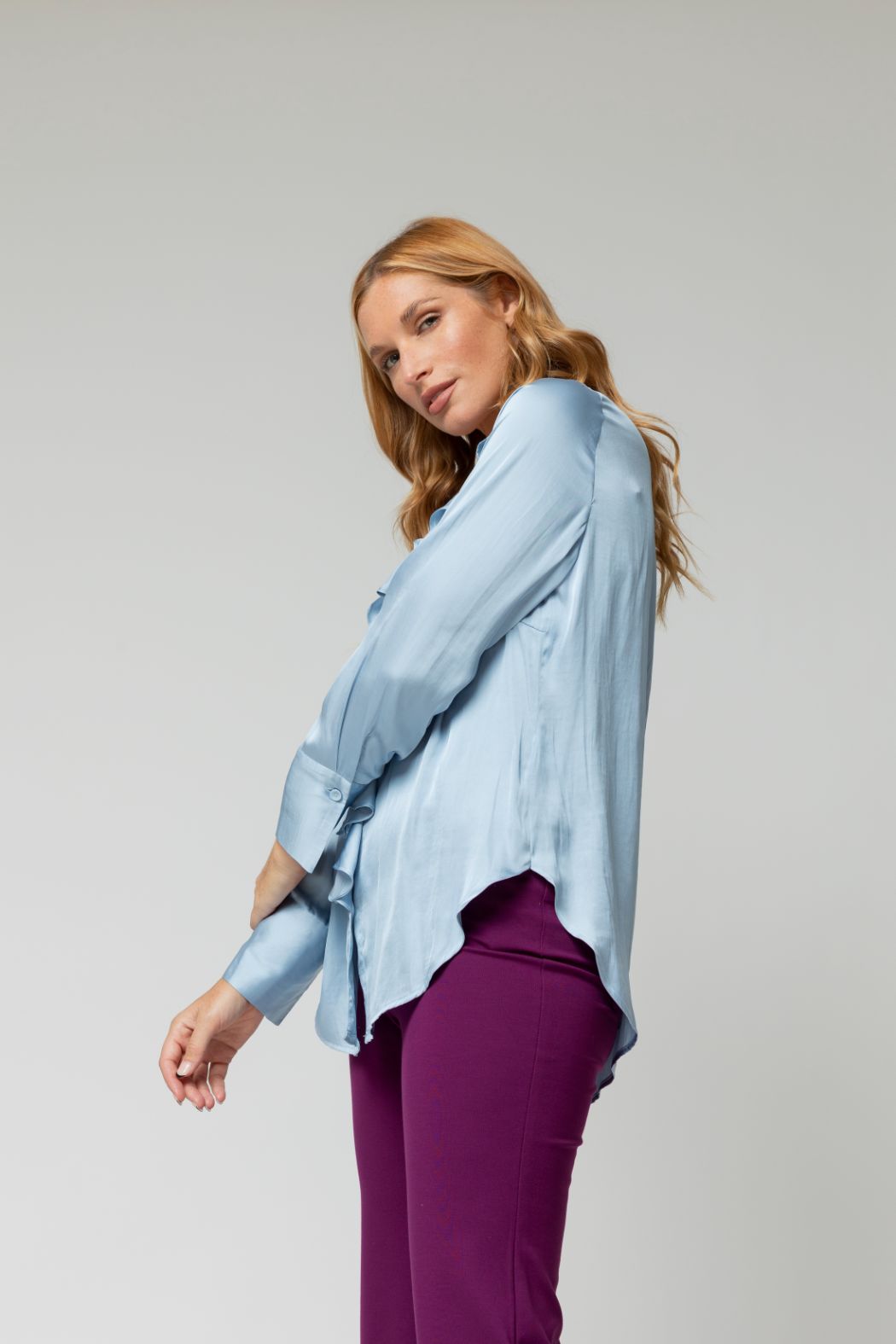 Blue Cascade Frill Shirt - Sale