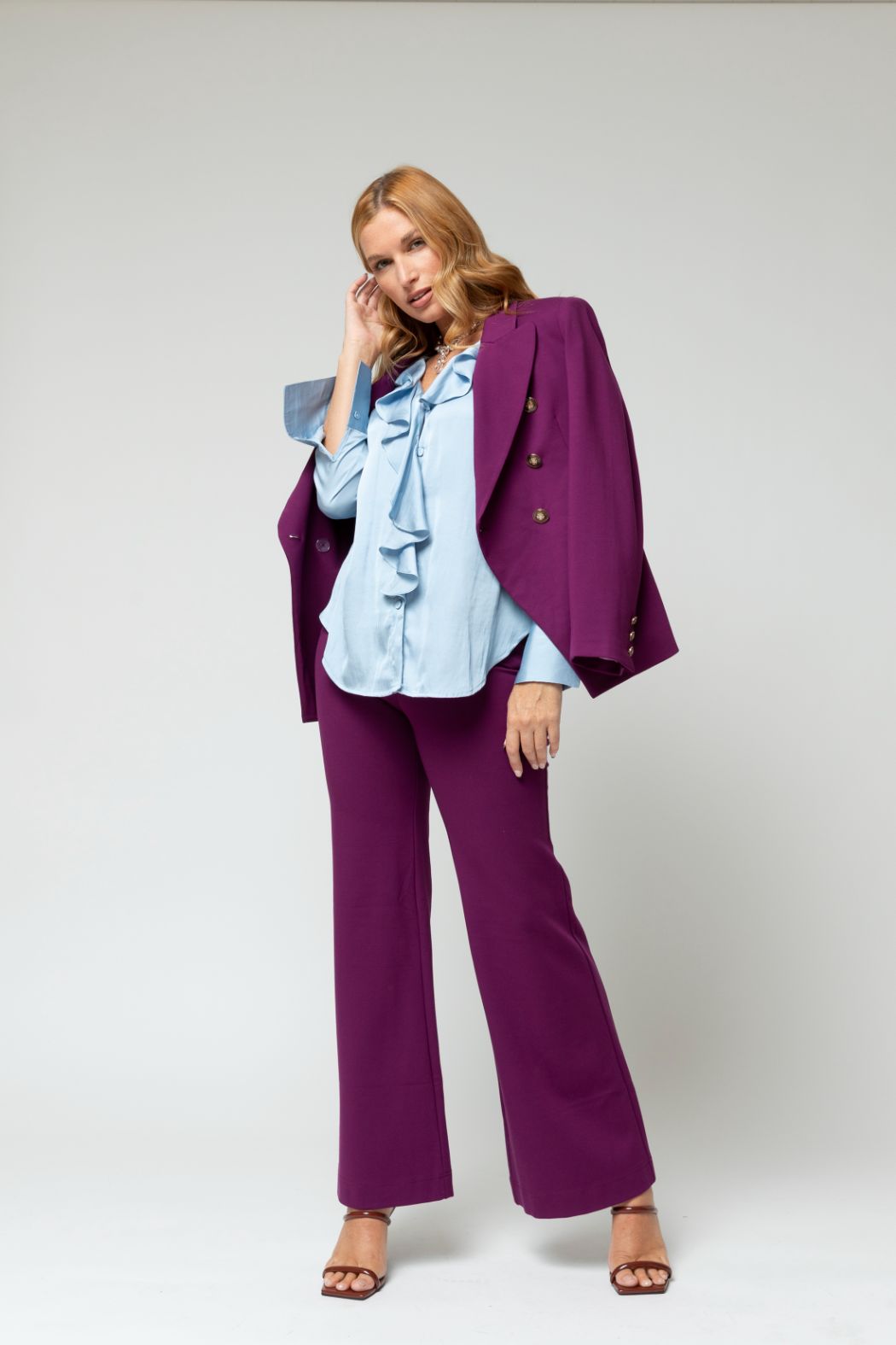 Blue Cascade Frill Shirt - Sale