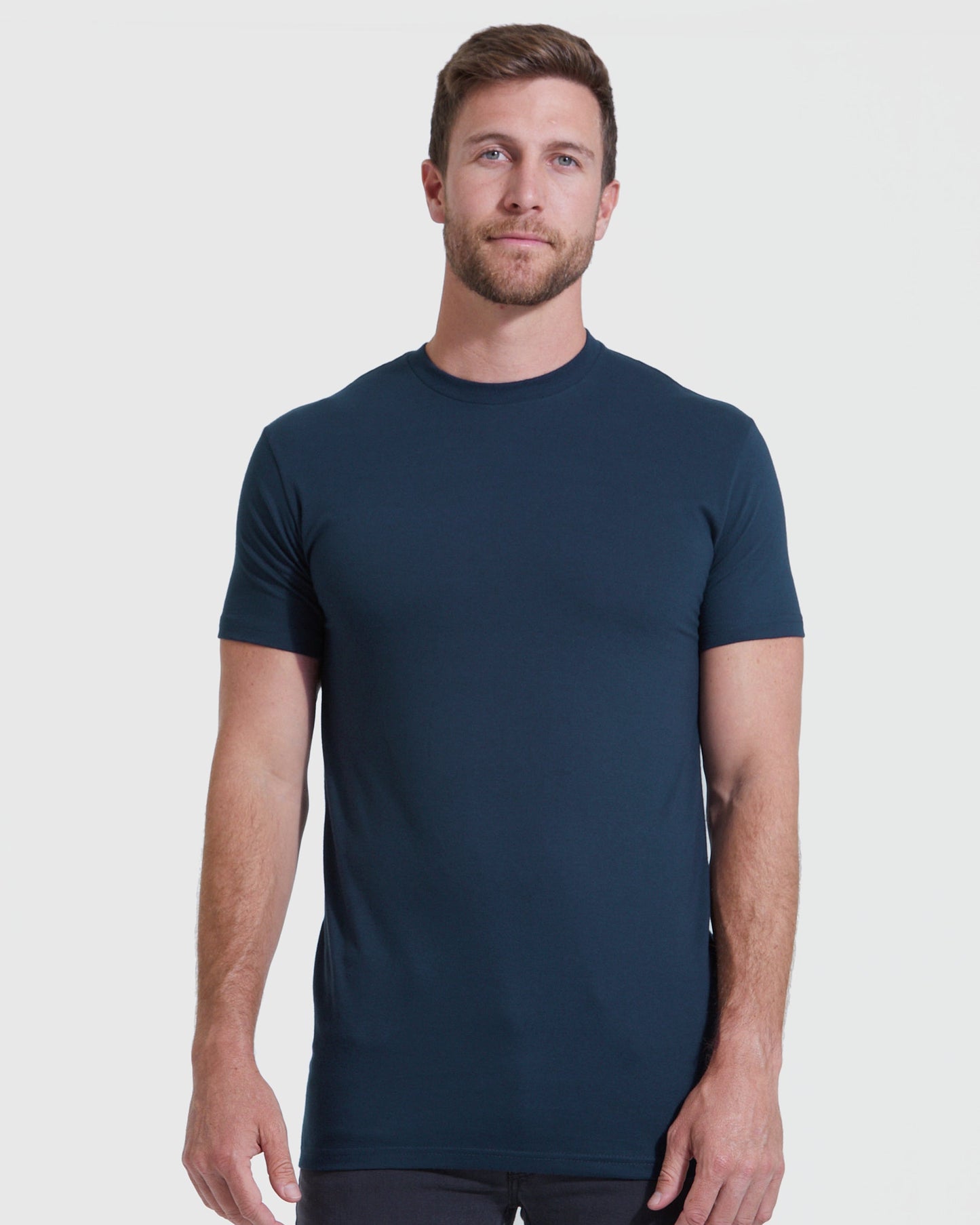 Navy Long Line Crew Neck Tee