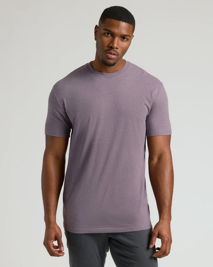 Dark Heather Amethyst Tall Straight Hem Crew Neck T-Shirt