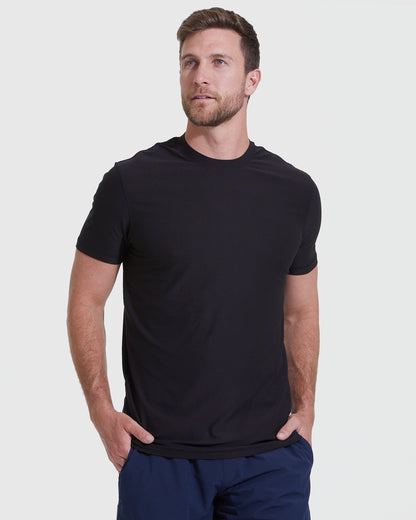 All Black Short Sleeve Tall Active Crew 3-Pack