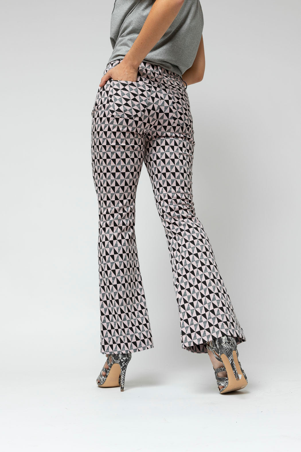 Black Pink Ponte Flare Pant - Final Sale