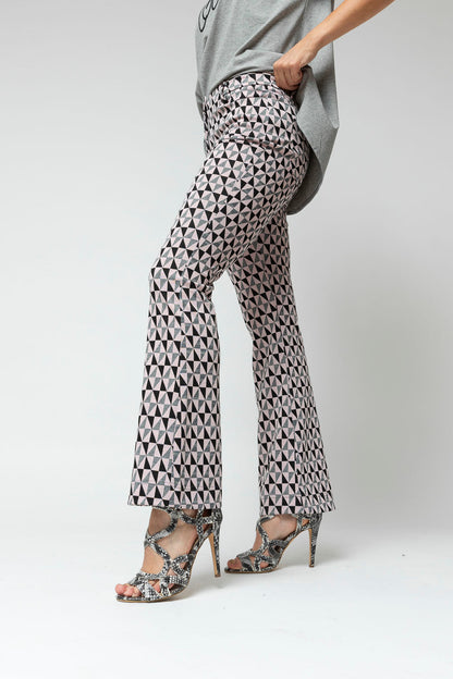 Black Pink Ponte Flare Pant - Final Sale
