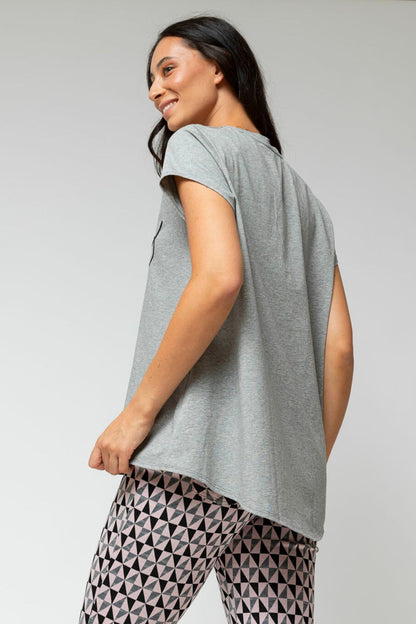 Charcoal Motto Sequined T Shirt