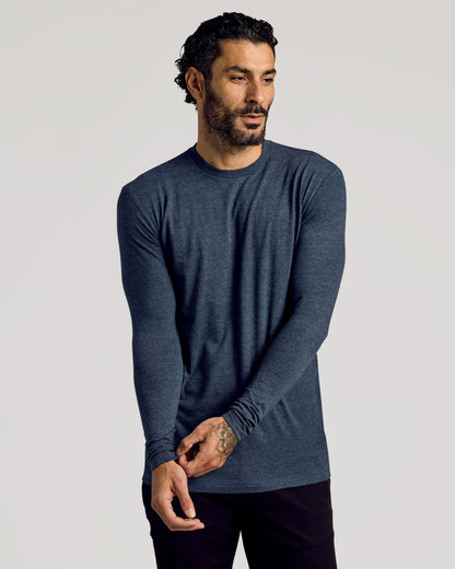 Heather Navy Tall Long Sleeve T-Shirt