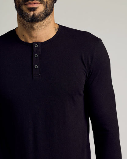 Black Tall Classic Long Sleeve Henley