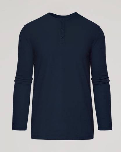 Navy Long Sleeve Tall Classic Henley