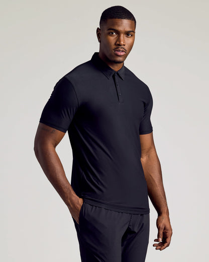 Black Short Sleeve Tall Active Polo