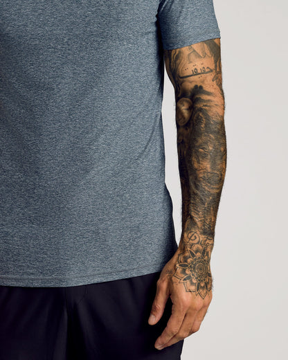 Heather Navy Short Sleeve Tall Active Polo
