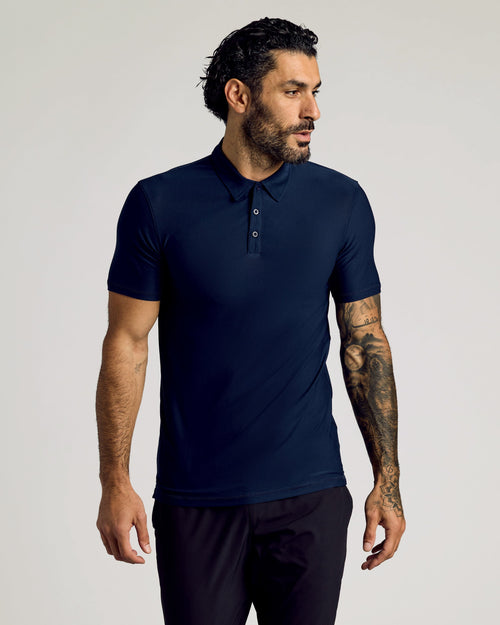 Navy Short Sleeve Tall Active Polo