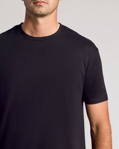 All Black Short Sleeve Tall Curved Hem Crew 3-Pack