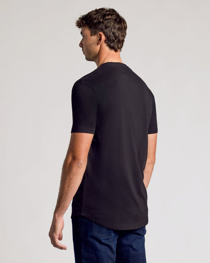 Black Short Sleeve Tall Curved Hem Crew