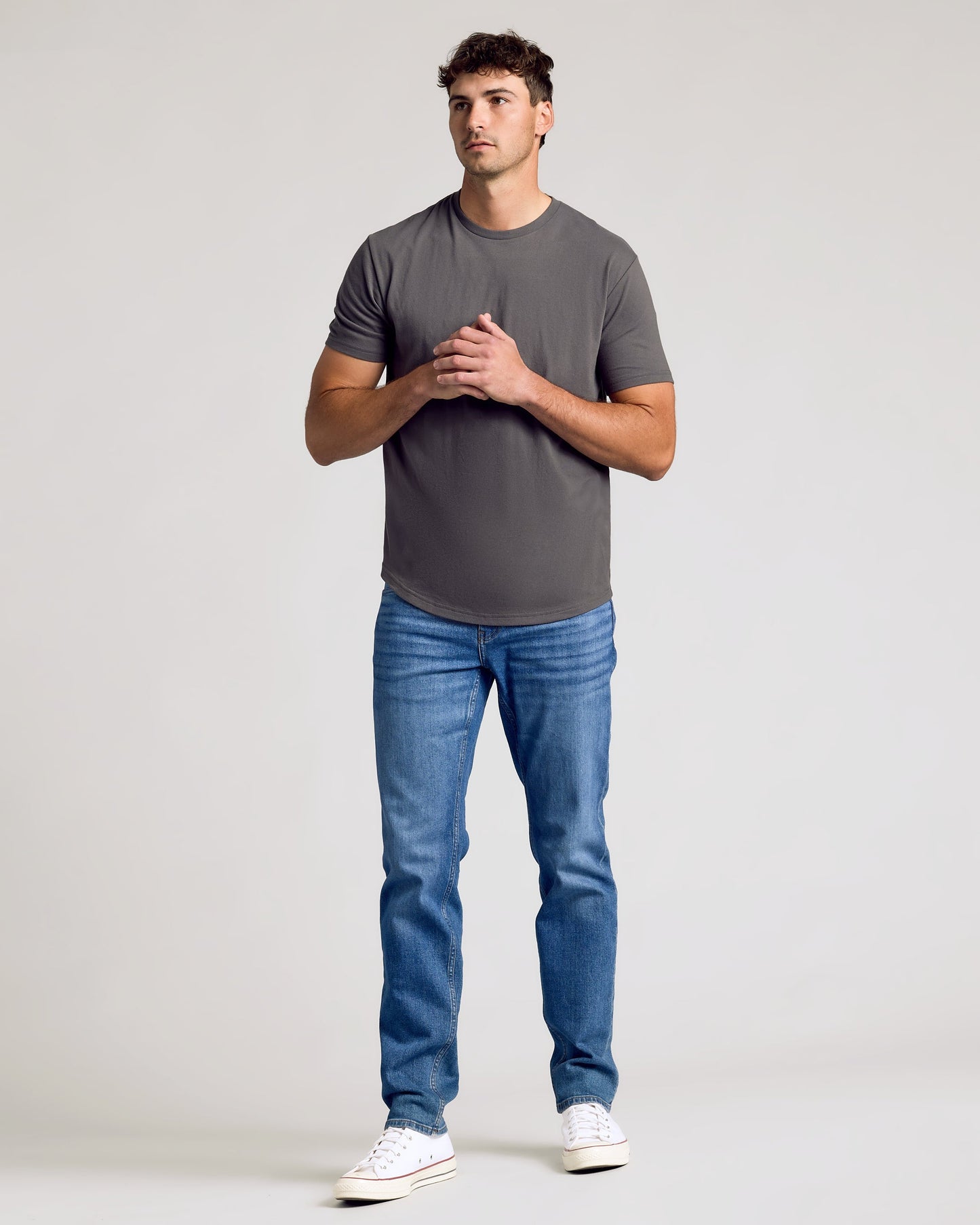 Carbon Short Sleeve Tall Curved Hem Crew