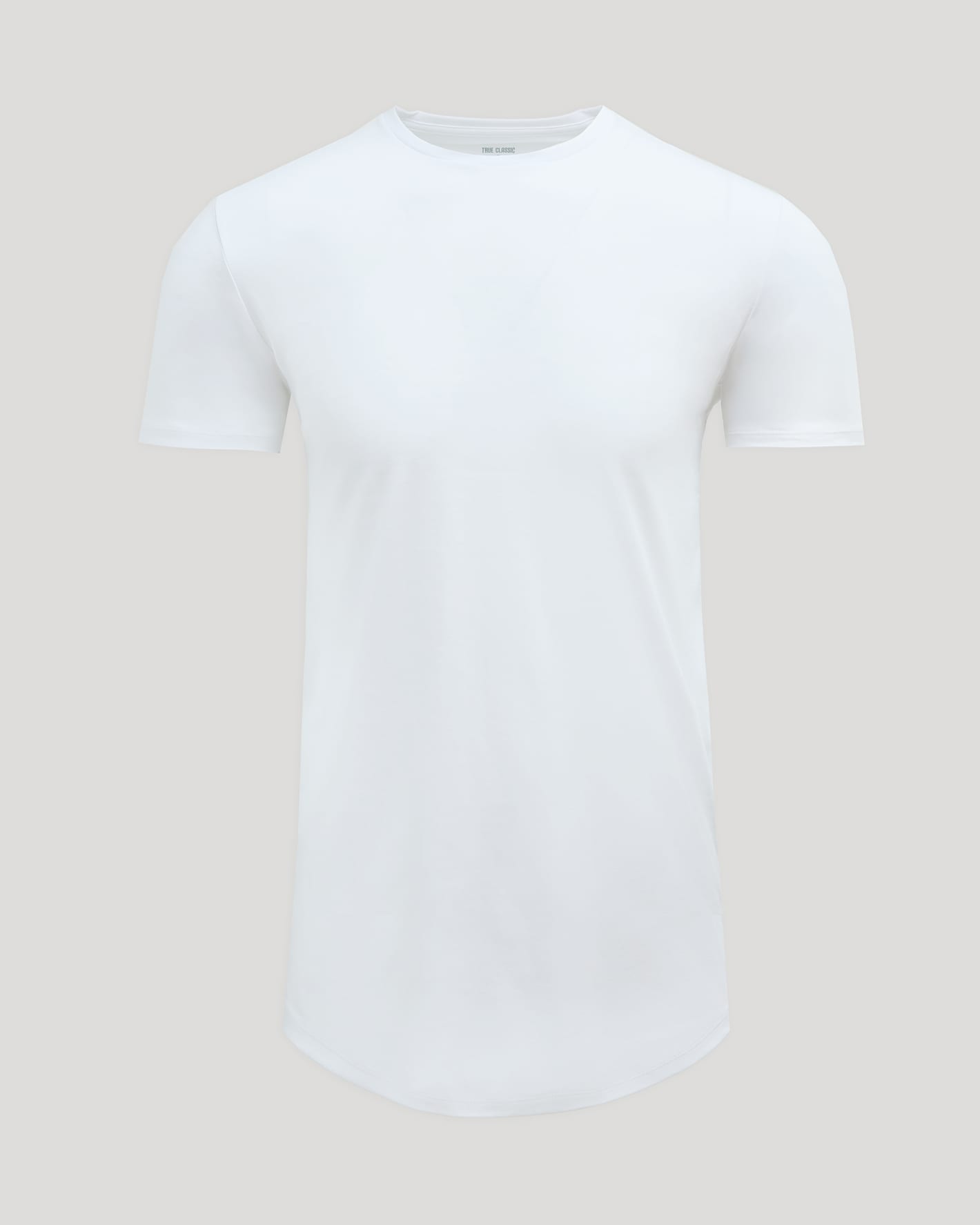 White Tall Pima Cotton Blend Curved Hem Crew